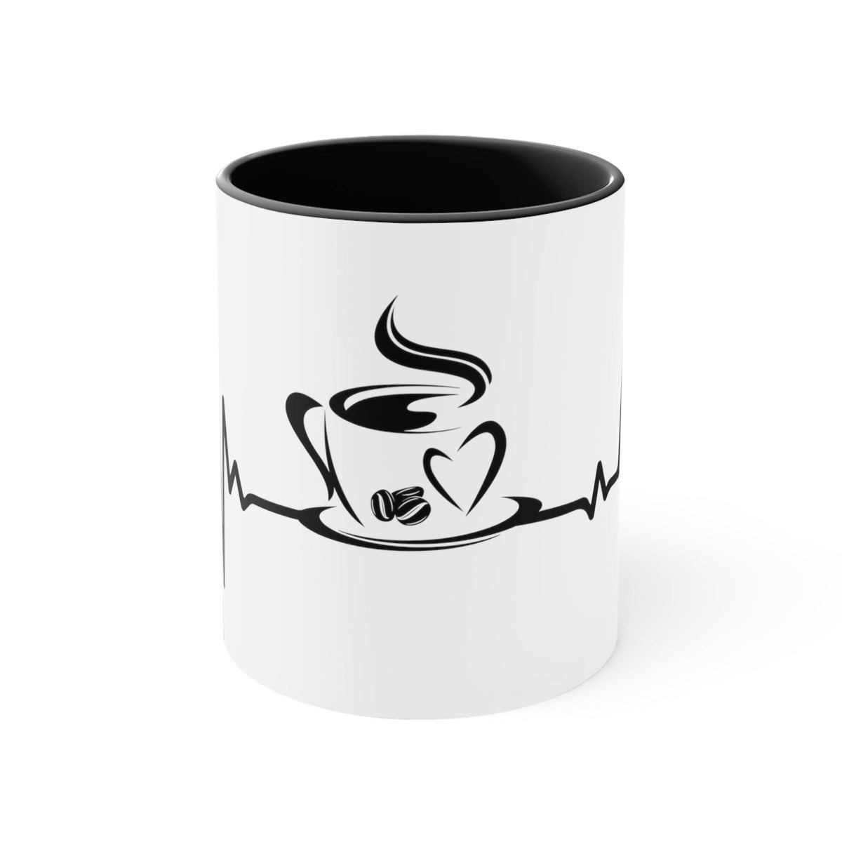 Accent Coffee Mug, With Heartbeat Coffee Sayings Design 11oz - FG Apparels