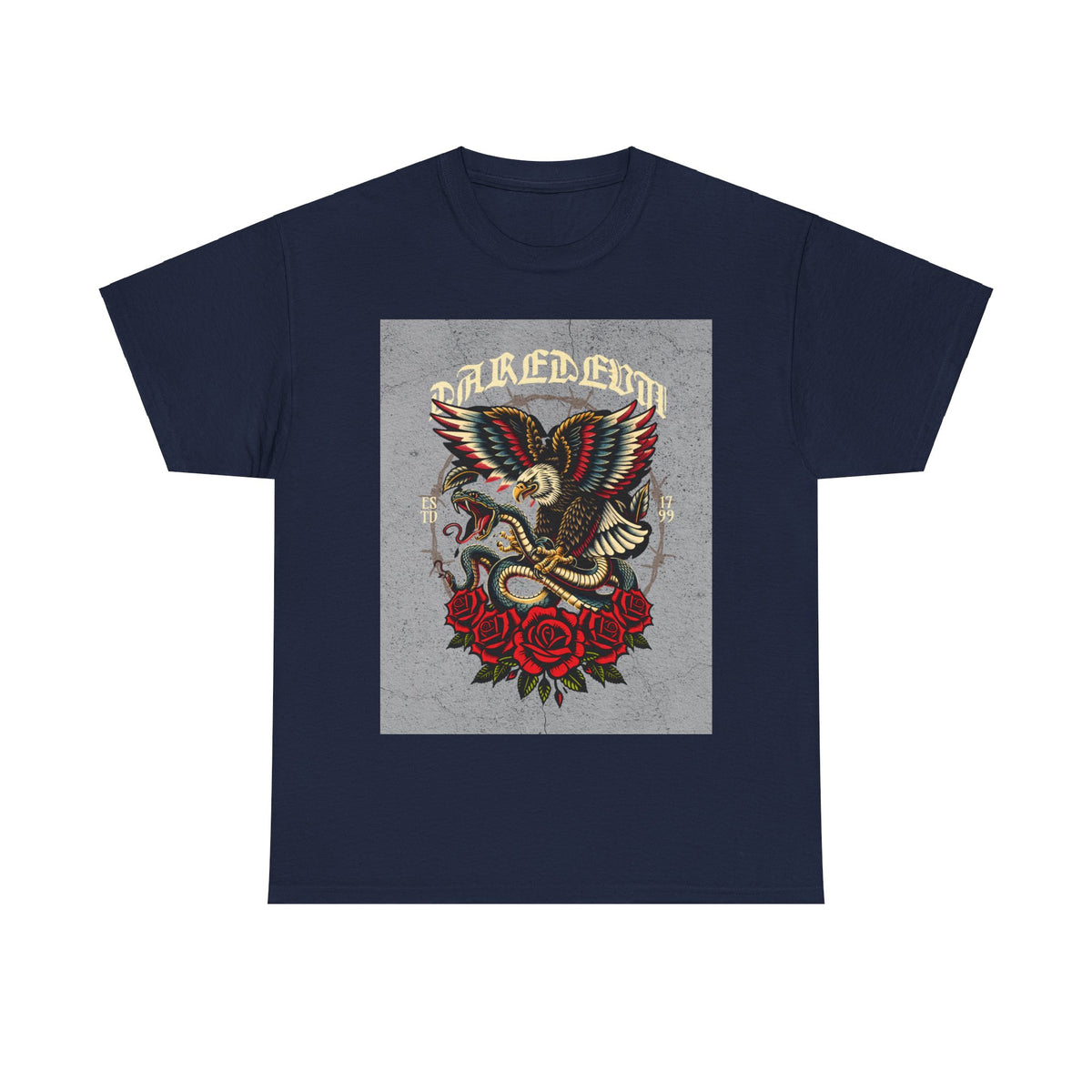 Eagle and Cobra Embellished Unisex Heavy Cotton Tee: Sustainable Comfort with Style